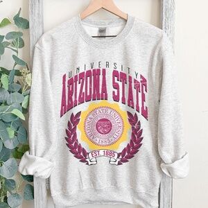 Vintage Arizona State sweatshirt in classic gray-oversized fit-college